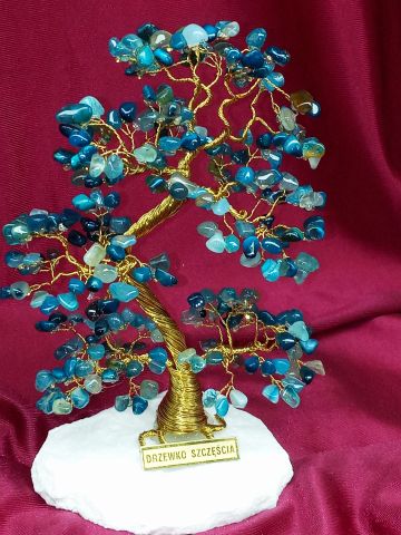 Drzewko szczcia bonsai z agatu niebieskiego